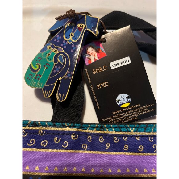 Laurel Burch Dog & Puppies Design Sm. Tote Bag w/ Vibrant Colors & Black Handles - Picture 2 of 6